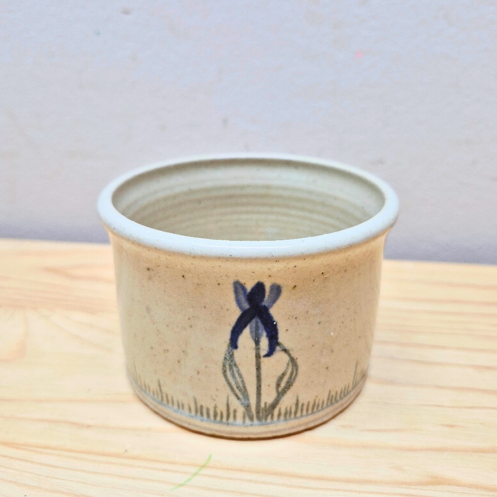 Handcrafted Ceramic Trinket Dish With Iris Flowers